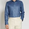 Menswear Favourbrook Shirts | Lagan Blue Colne Linen Helford Shirt