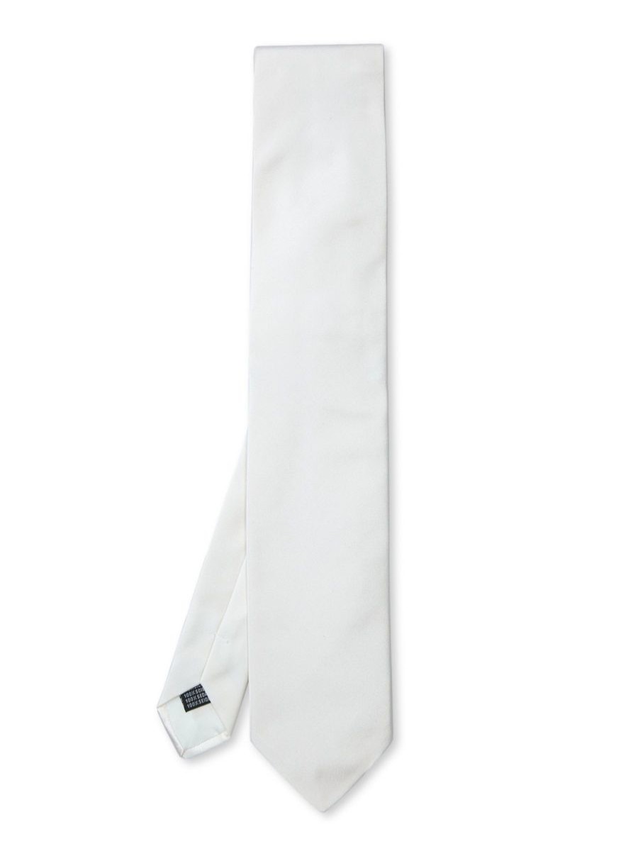 Menswear Favourbrook Ties | White Duchesse Satin Silk Tie