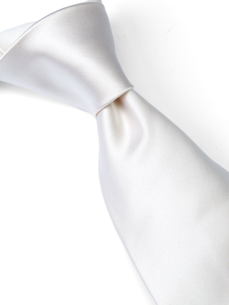 Menswear Favourbrook Ties | White Duchesse Satin Silk Tie