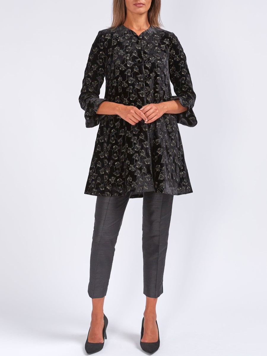 Womenswear Favourbrook Jackets & Coats | Virginia Jacket Black Gold Brynn Silk Velvet