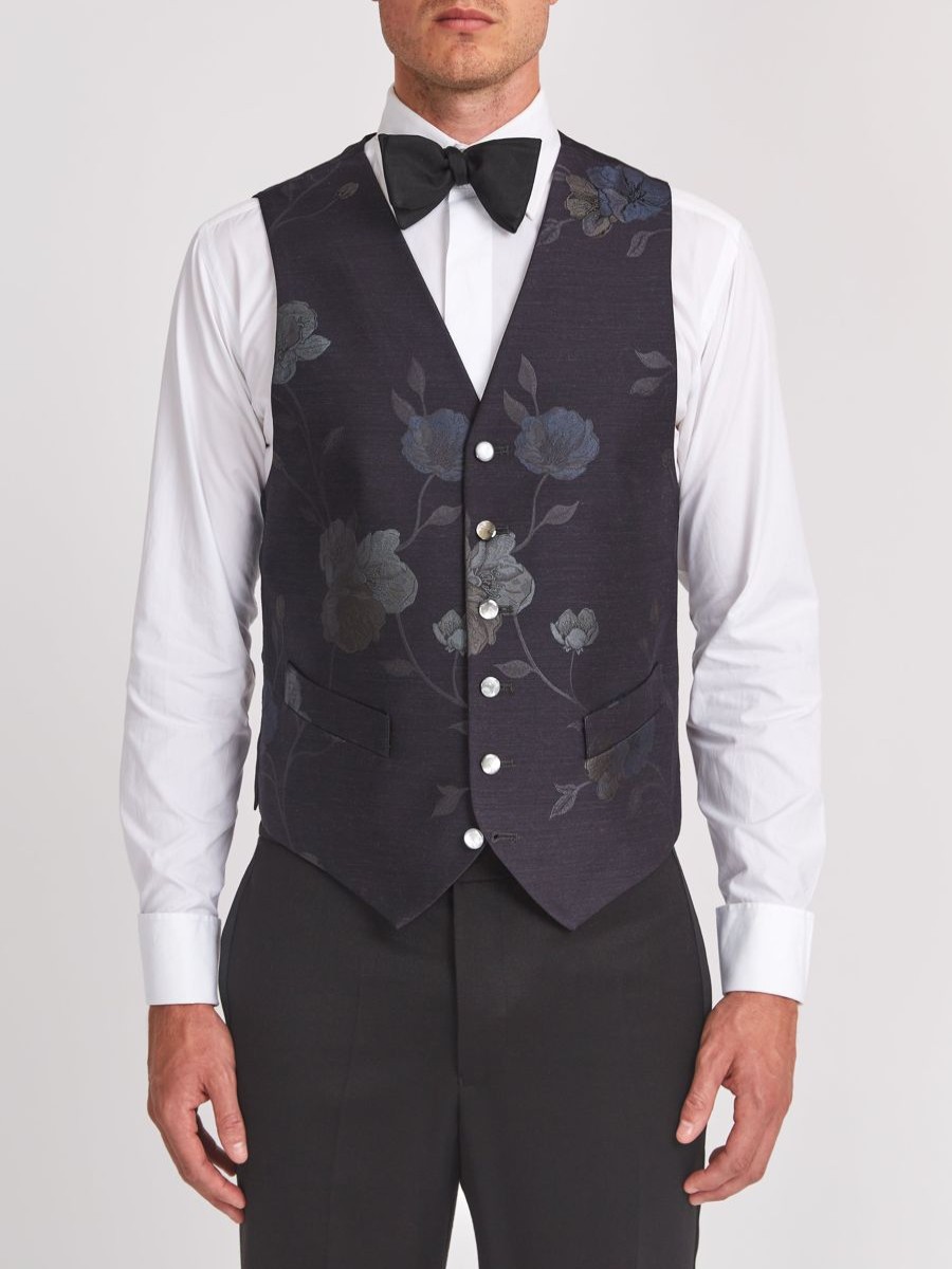 Menswear Favourbrook Waistcoats | Midnight Grantham Single Breasted 6 Button Waistcoat