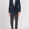 Menswear Favourbrook Dinner Jackets | Sapphire Blue Velvet Shawl Lapel Dinner Jacket