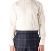 Menswear Favourbrook Shirts | Cream Eaton Cotton Pleated Pintuck Dress Shirt