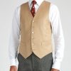 Menswear Favourbrook Waistcoats | Beige Gabardine Wool Single Breasted 6 Button Waistcoat