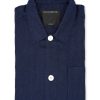 Menswear Favourbrook Shirts | Navy Ethan Linen Safari Shirt