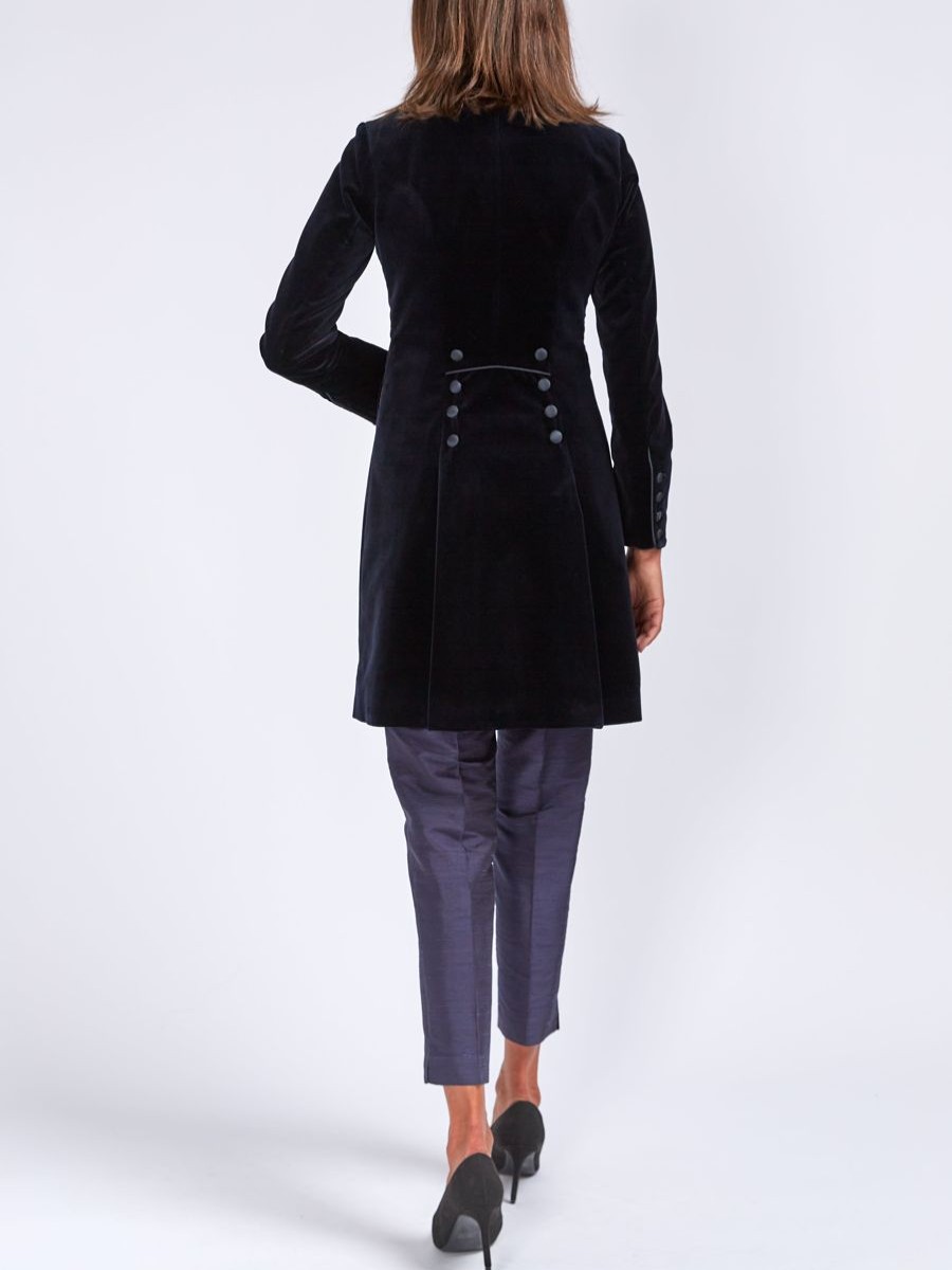 Womenswear Favourbrook Jackets & Coats | Waterloo Coat Navy Cotton Velvet