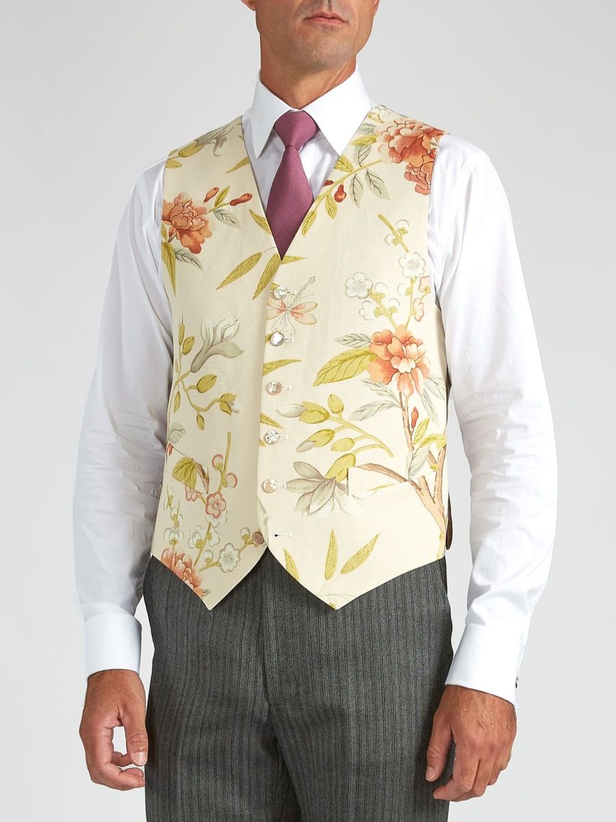 Menswear Favourbrook Waistcoats | Gp Linen Single Breasted 6 Button Waistcoat