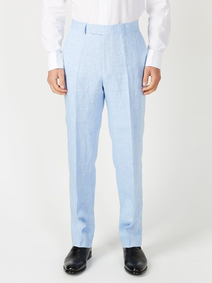 Menswear Favourbrook Suits | Sky Evering Linen Windsor Trouser