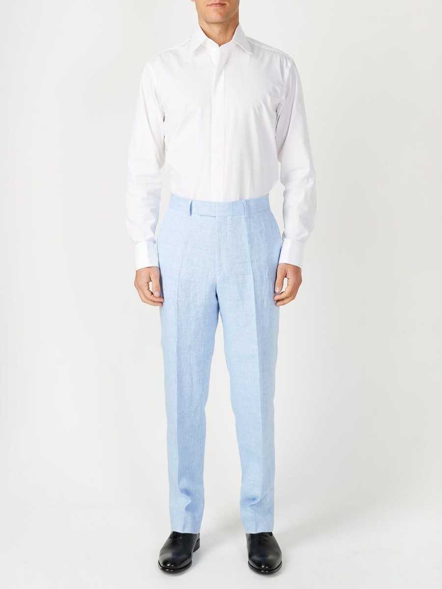 Menswear Favourbrook Suits | Sky Evering Linen Windsor Trouser