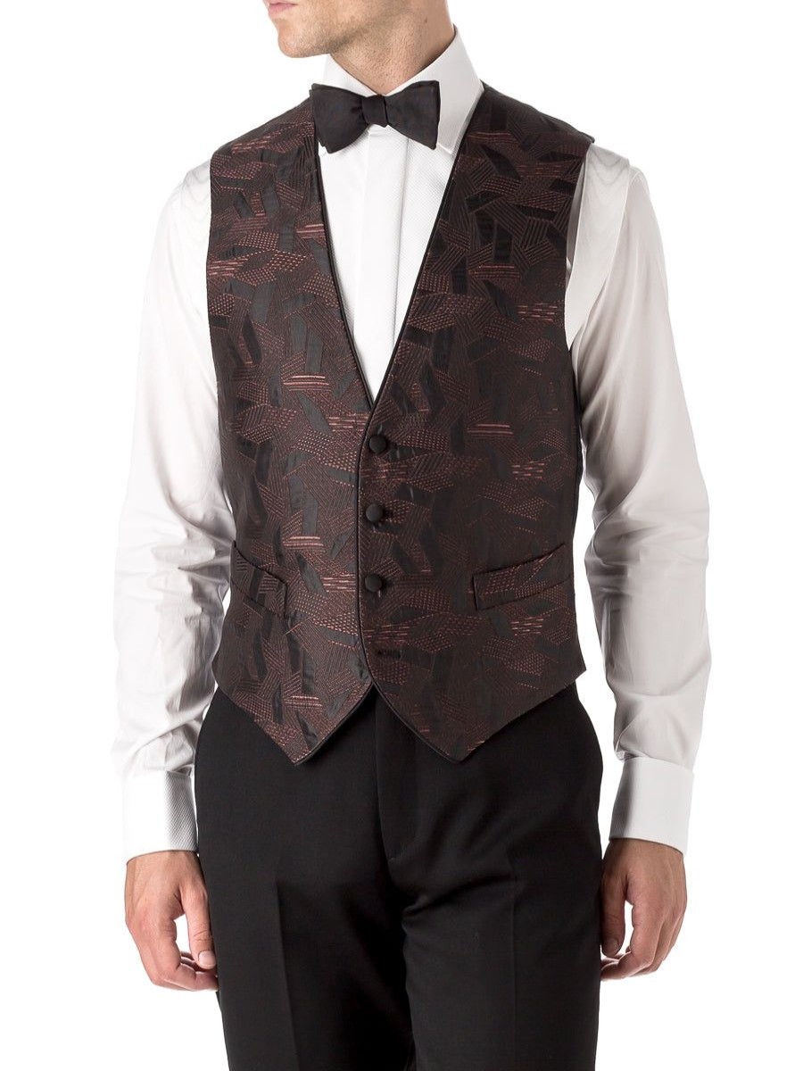 Menswear Favourbrook Waistcoats | Orange Cork Silk Single Breasted 4 Button Piped Waistcoat