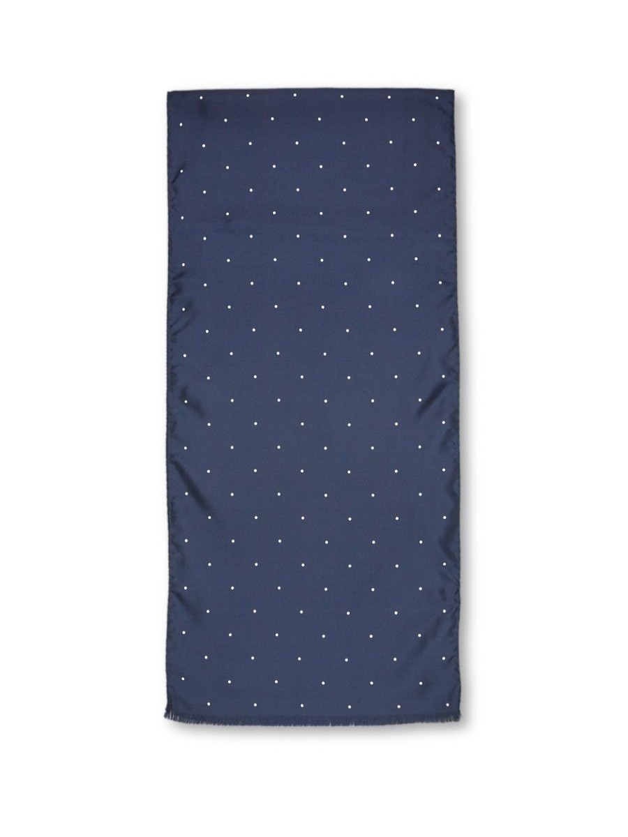 Menswear Favourbrook Scarves & Cravats | Navy Spot Silk Scarf