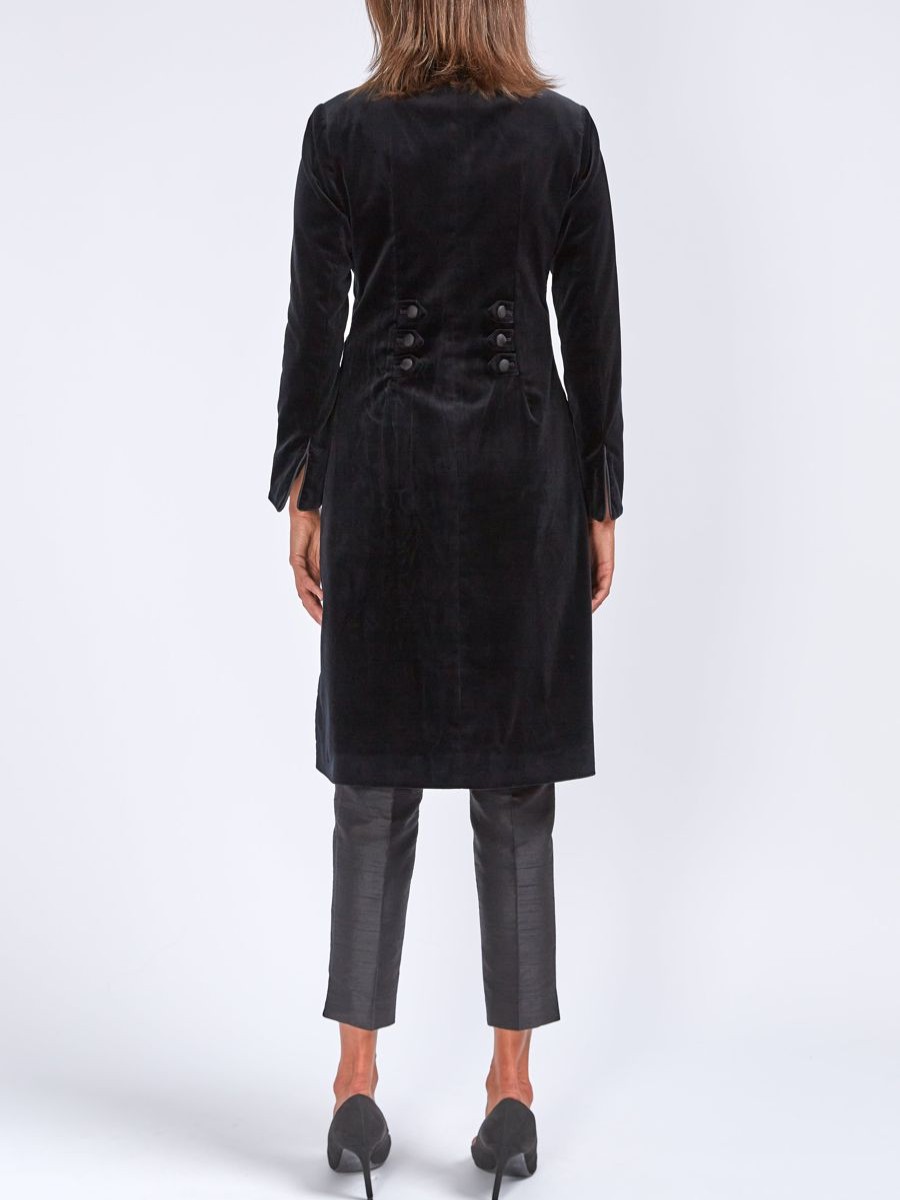 Womenswear Favourbrook Jackets & Coats | Westminster Coat Black Cotton Velvet