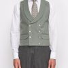 Menswear Favourbrook Waistcoats | Olive Gabardine Wool Double Breasted 8 Button Shawl Lapel Waistcoat