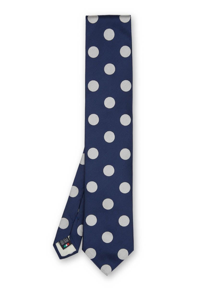 Menswear Favourbrook Ties | Cambridge Spot Navy/Silver Silk Tie