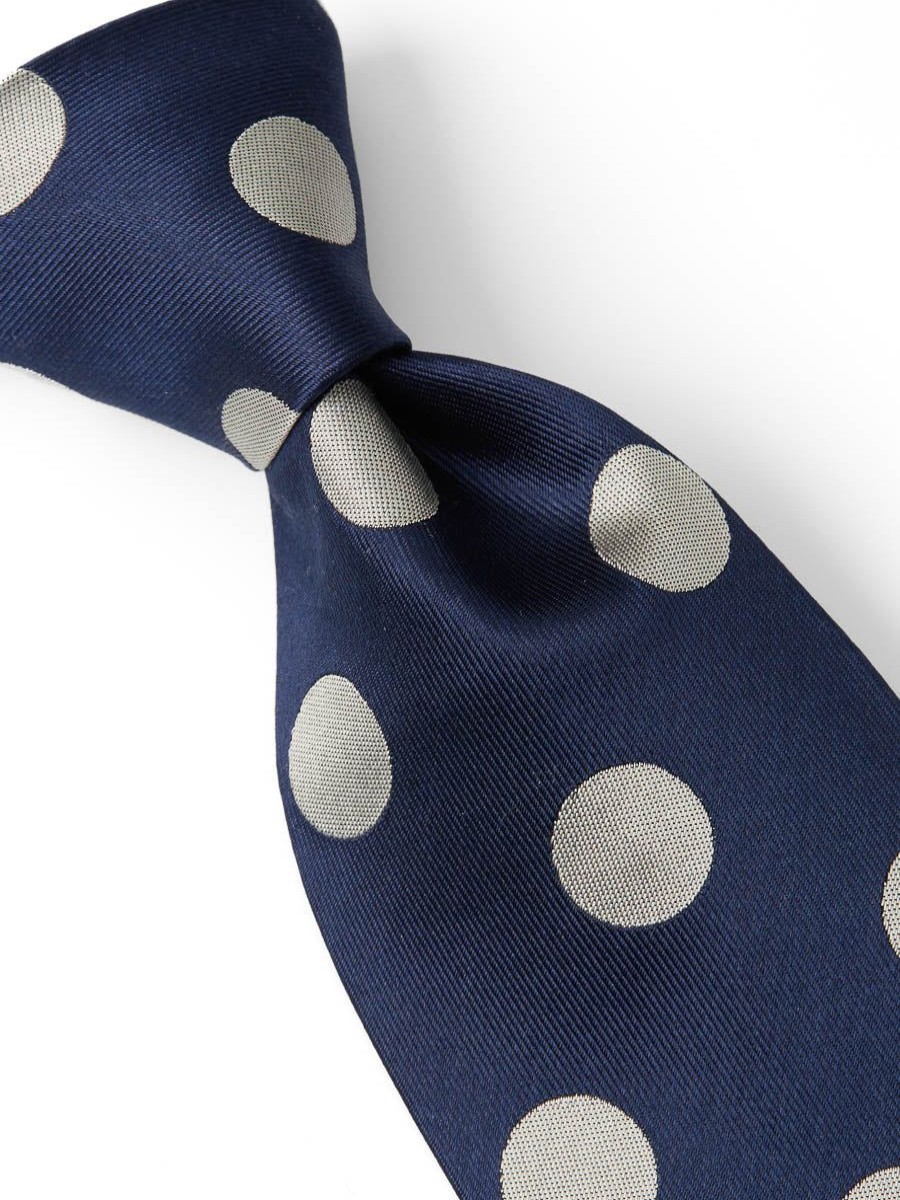 Menswear Favourbrook Ties | Cambridge Spot Navy/Silver Silk Tie