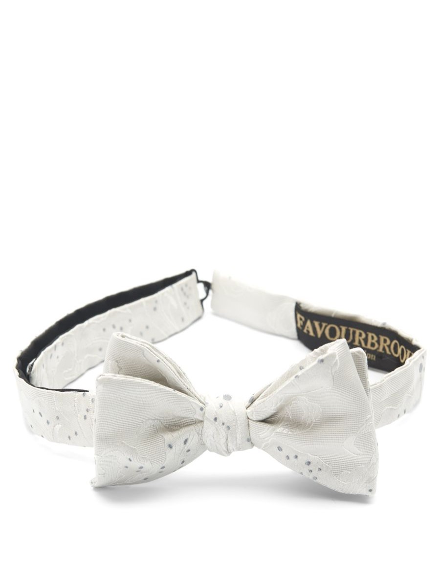 Menswear Favourbrook Bow Ties & Cummerbunds | Silver Chinois Silk Bow Tie