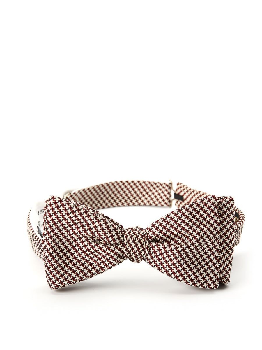 Menswear Favourbrook Bow Ties & Cummerbunds | Wine Briand Check Silk Bow Tie