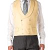 Menswear Favourbrook Waistcoats | Yellow Gabardine Wool Double Breasted 8 Button Shawl Lapel Piped Waistcoat