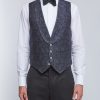 Menswear Favourbrook Waistcoats | Blue Vincent Wool Single Breasted 4 Button Shawl Lapel Waistcoat