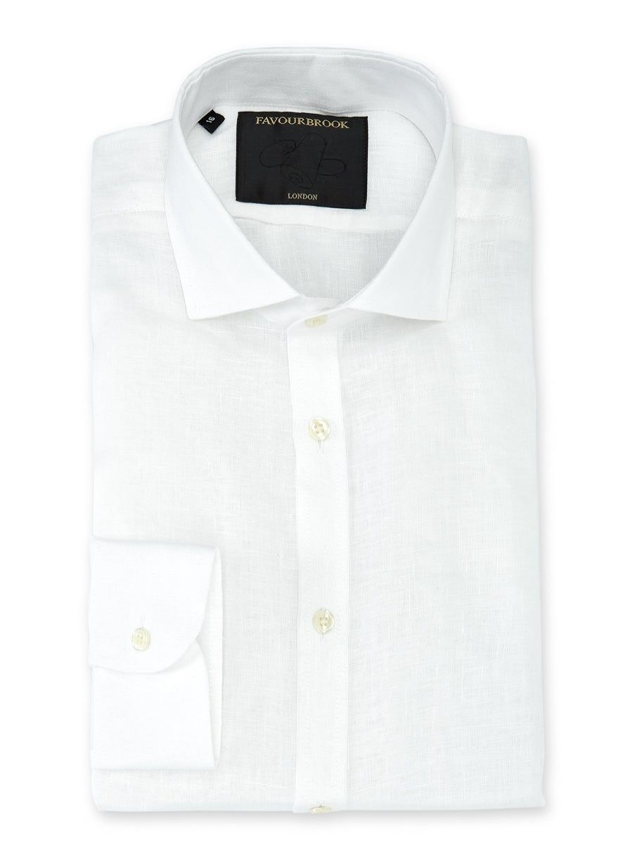 Menswear Favourbrook Shirts | White Colne Linen Cutaway Collar Shirt