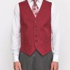 Menswear Favourbrook Waistcoats | Burgundy Wool Single Breasted 6 Button Waistcoat