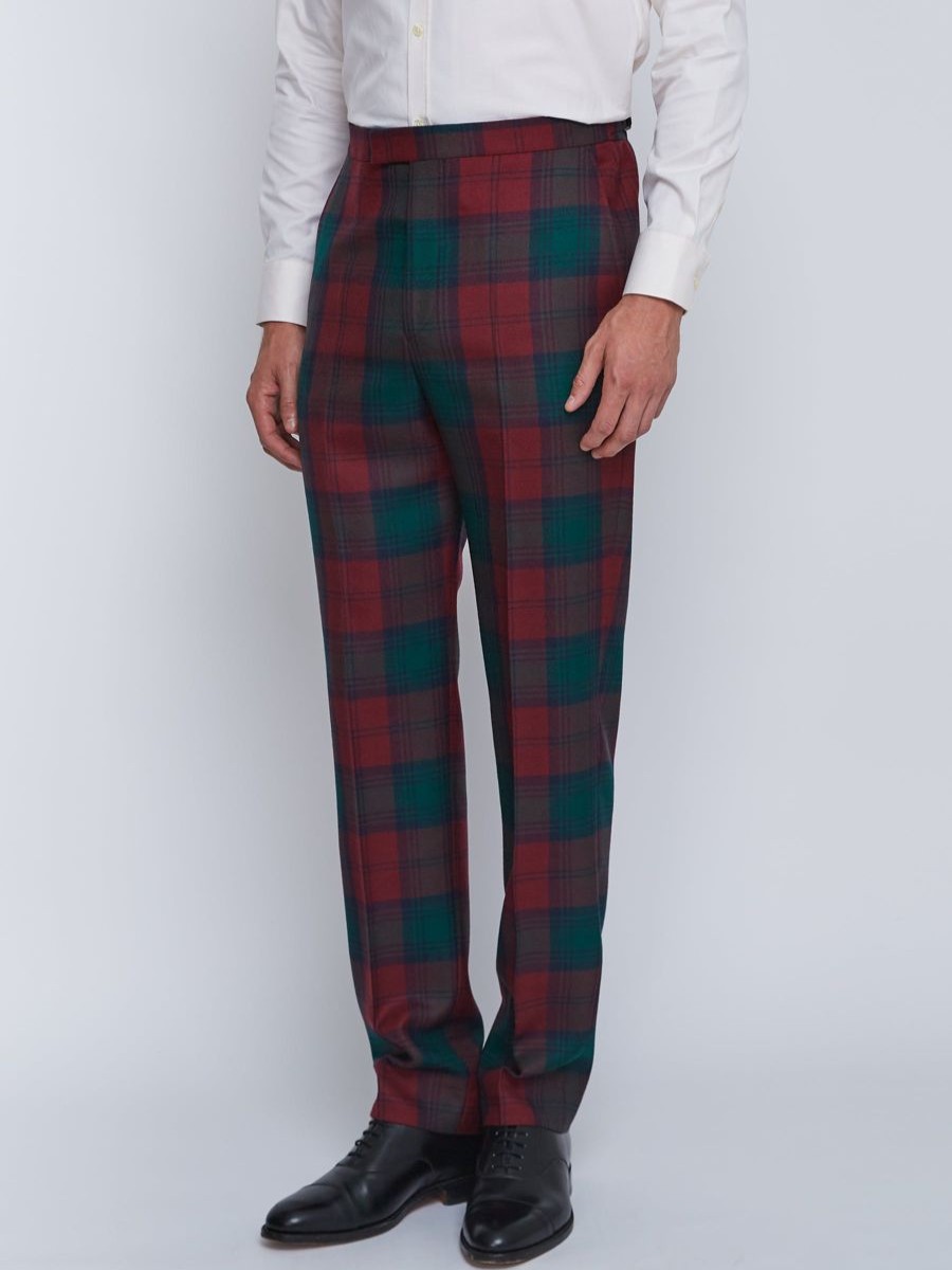 Menswear Favourbrook Trousers | Tartan Lindsey High Waisted Flat Front Trousers