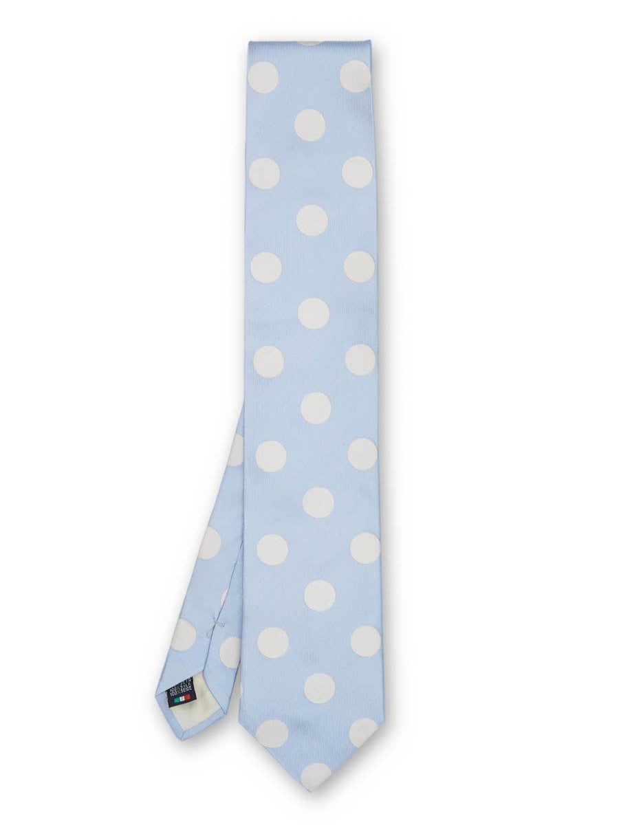 Menswear Favourbrook Ties | Cambridge Spot Sky/Cream Silk Tie