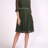 Womenswear Favourbrook Dresses | Serena Circle Dress Moss Plain Georgette