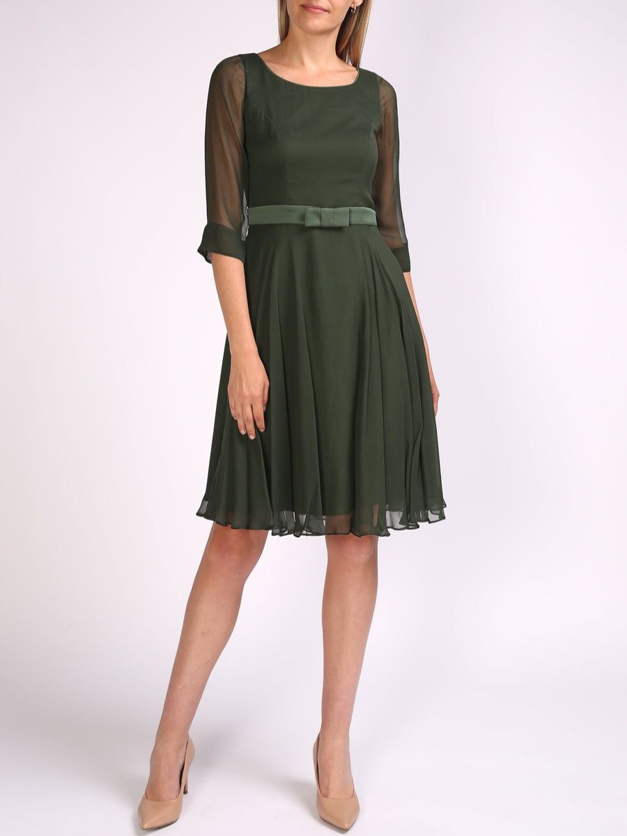 Womenswear Favourbrook Dresses | Serena Circle Dress Moss Plain Georgette