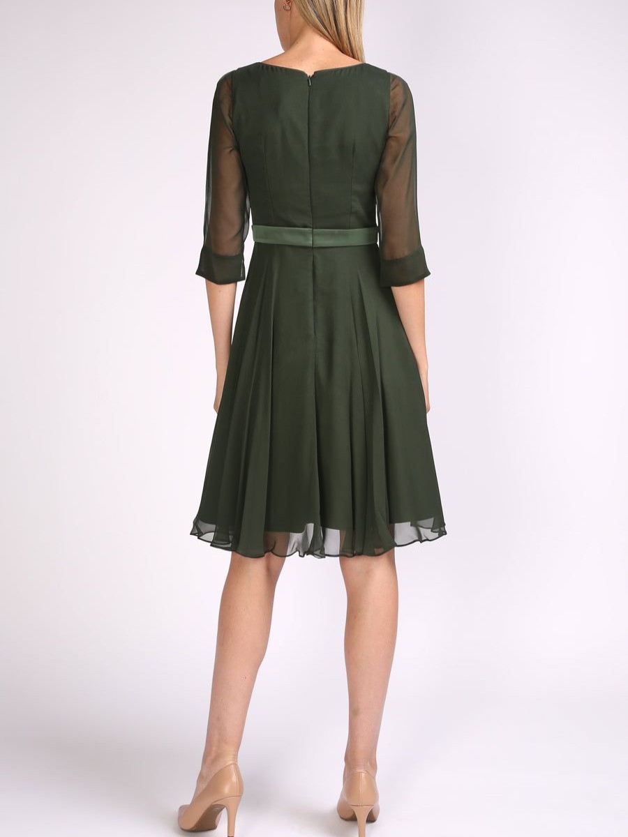 Womenswear Favourbrook Dresses | Serena Circle Dress Moss Plain Georgette