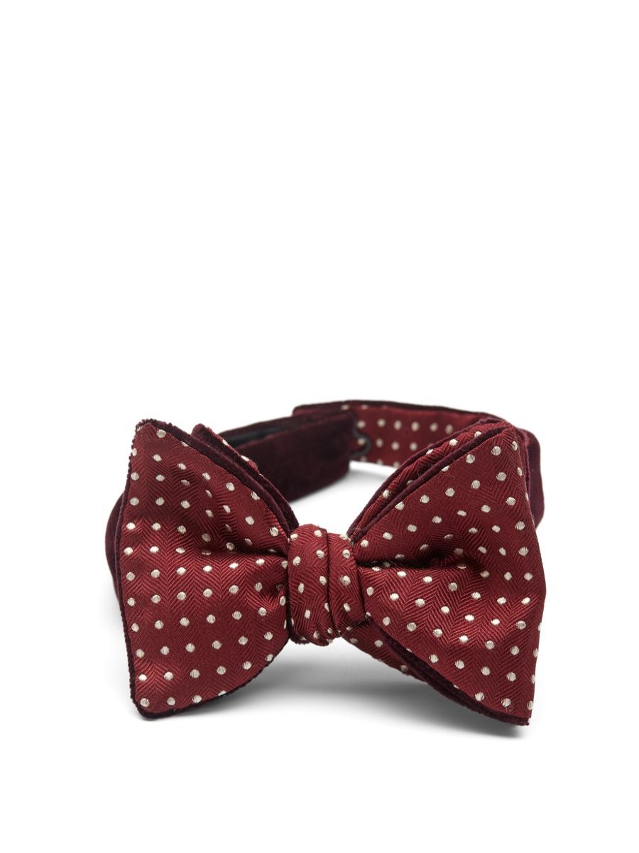 Menswear Favourbrook Bow Ties & Cummerbunds | Burgundy Velvet / Burgundy Pickwick Large Party Bow Tie With Contrast