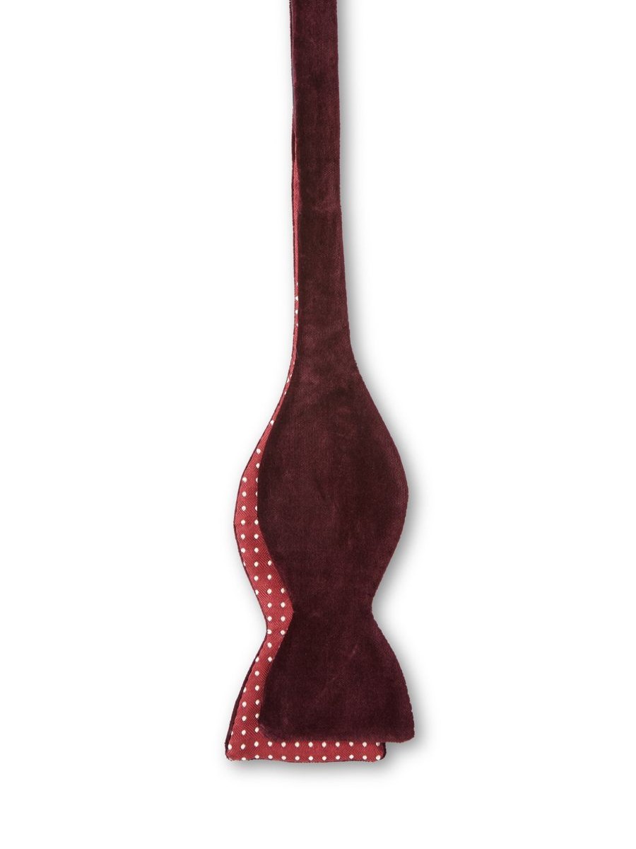 Menswear Favourbrook Bow Ties & Cummerbunds | Burgundy Velvet / Burgundy Pickwick Large Party Bow Tie With Contrast