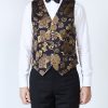 Menswear Favourbrook Waistcoats | Midnight Gold Winnington Silk Single Breasted 6 Button Waistcoat