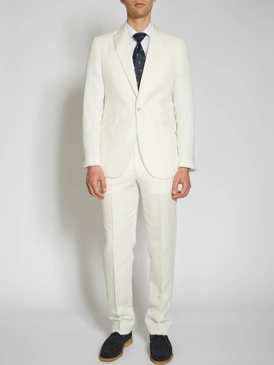 Menswear Favourbrook Suits | Ivory Bray Herringbone Ebury Jacket