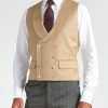 Menswear Favourbrook Waistcoats | Beige Gabardine Wool Double-Breasted 8-Button Shawl Lapel Piped Waistcoat