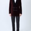 Menswear Favourbrook Smoking Jackets | Burgundy Velvet Double Breasted Smoking Jacket