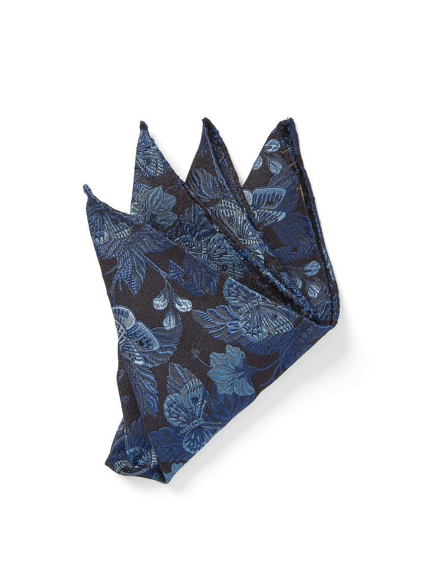 Menswear Favourbrook Pocket Squares | Navy Brimstone Silk Wool Pocket Square