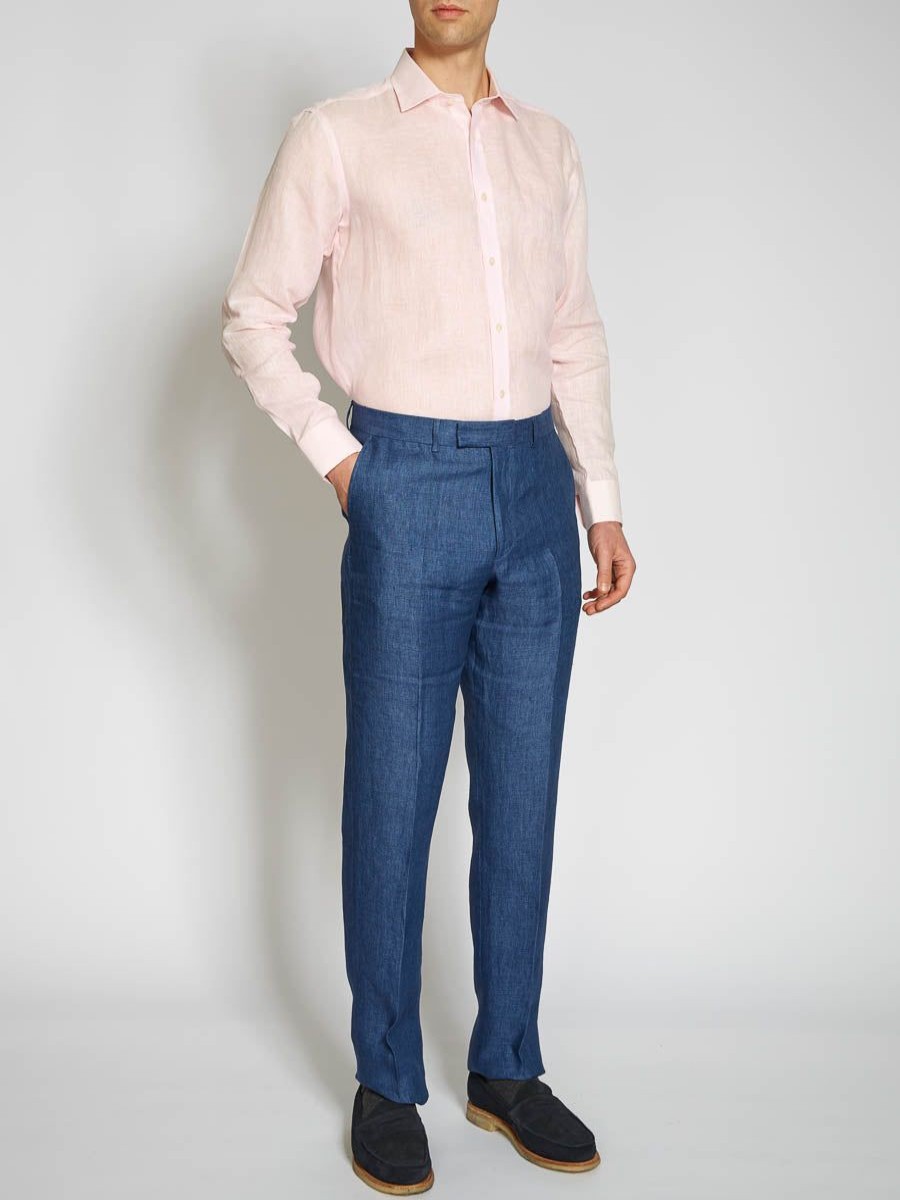 Menswear Favourbrook Shirts | Pink Colne Linen Helford Shirt