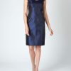 Womenswear Favourbrook Dresses | Josephine Dress Navy Reverse Plain Shantung