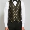 Menswear Favourbrook Waistcoats | Black Gold Bees Silk Single Breasted 6 Button Waistcoat