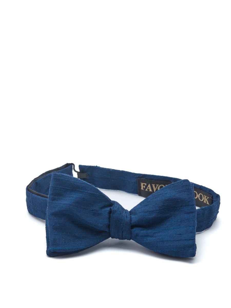 Menswear Favourbrook Bow Ties & Cummerbunds | French Navy Silk Douppion Bow Tie