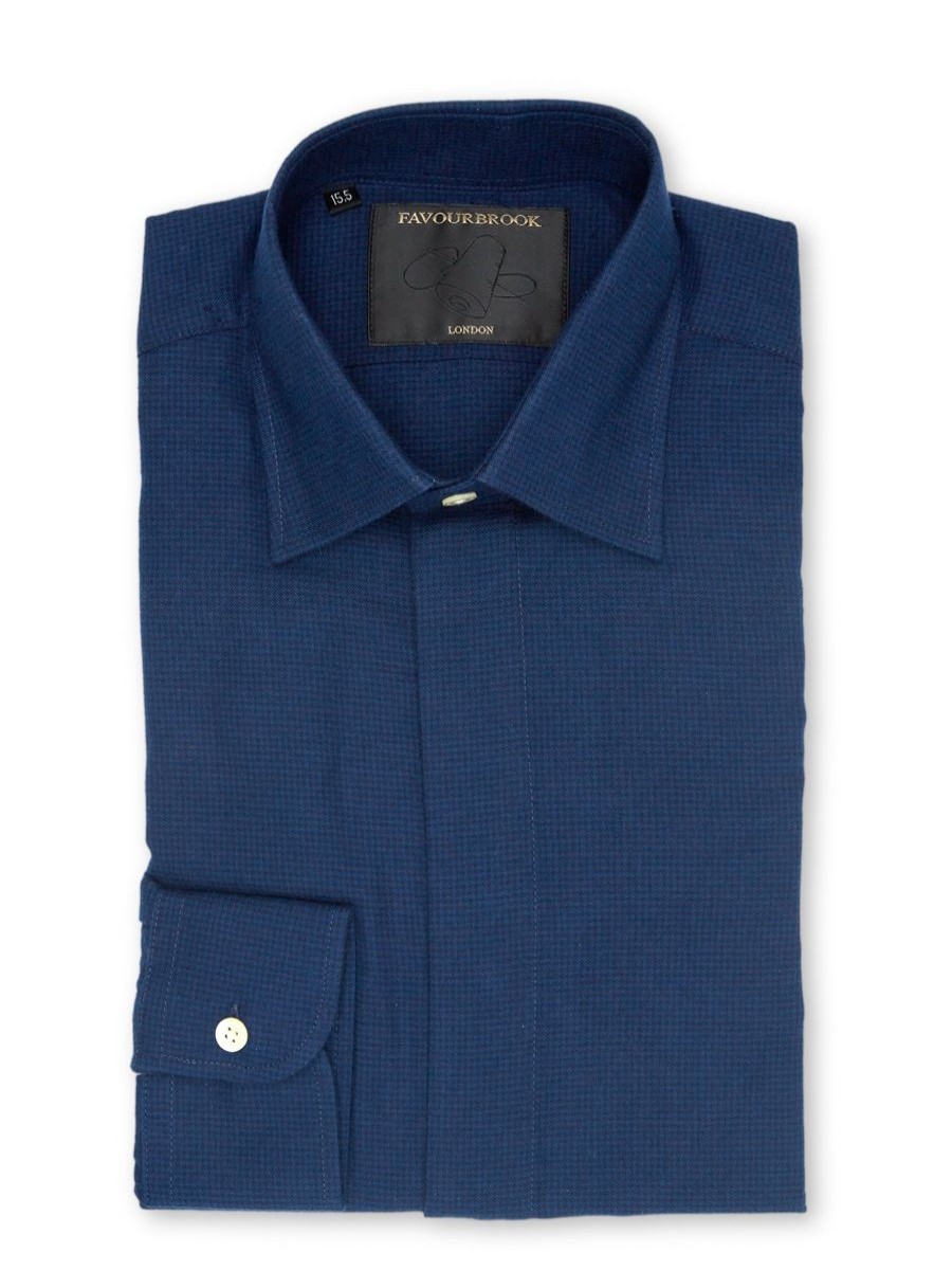 Menswear Favourbrook Shirts | Navy Pippin Cotton Ivy Shirt