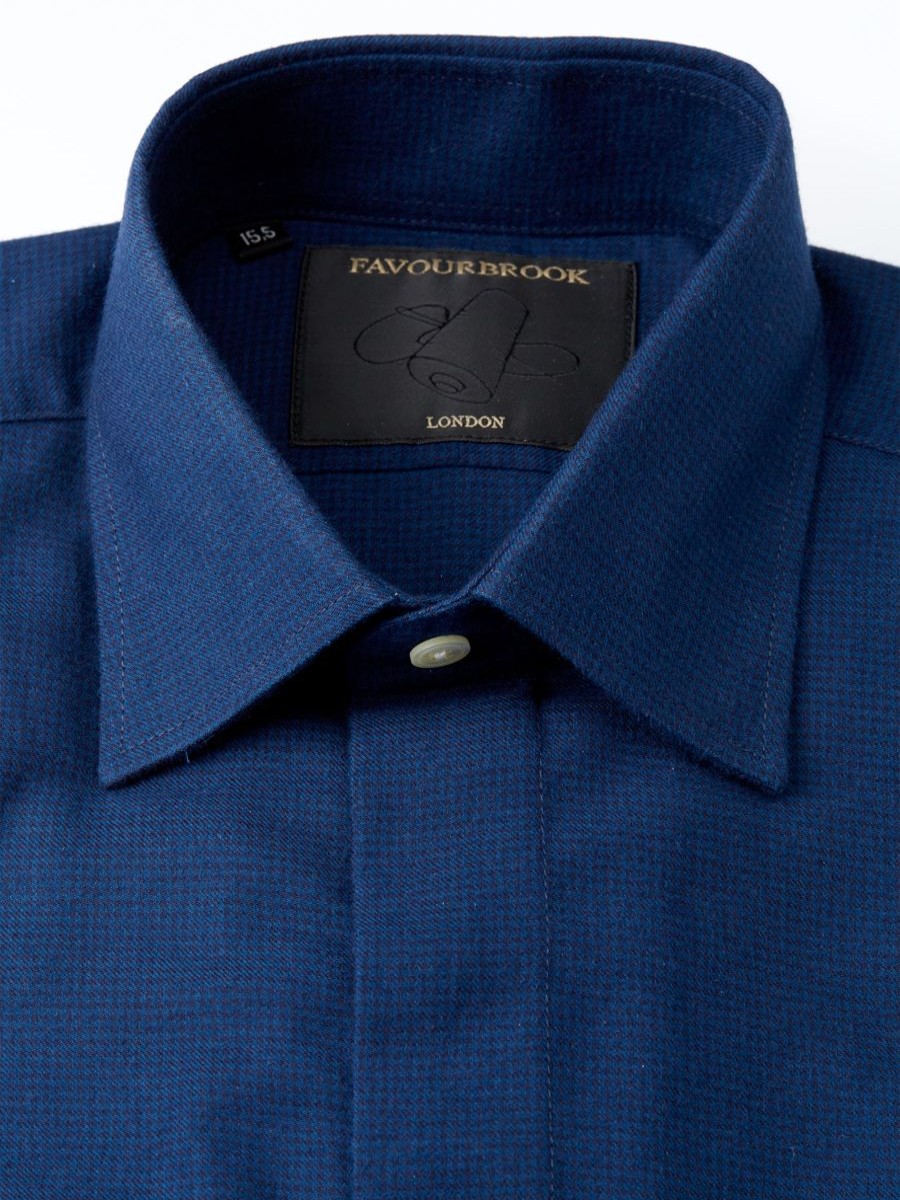 Menswear Favourbrook Shirts | Navy Pippin Cotton Ivy Shirt