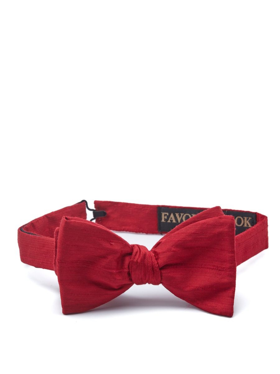 Menswear Favourbrook Bow Ties & Cummerbunds | Ruby Red Silk Douppion Bow Tie