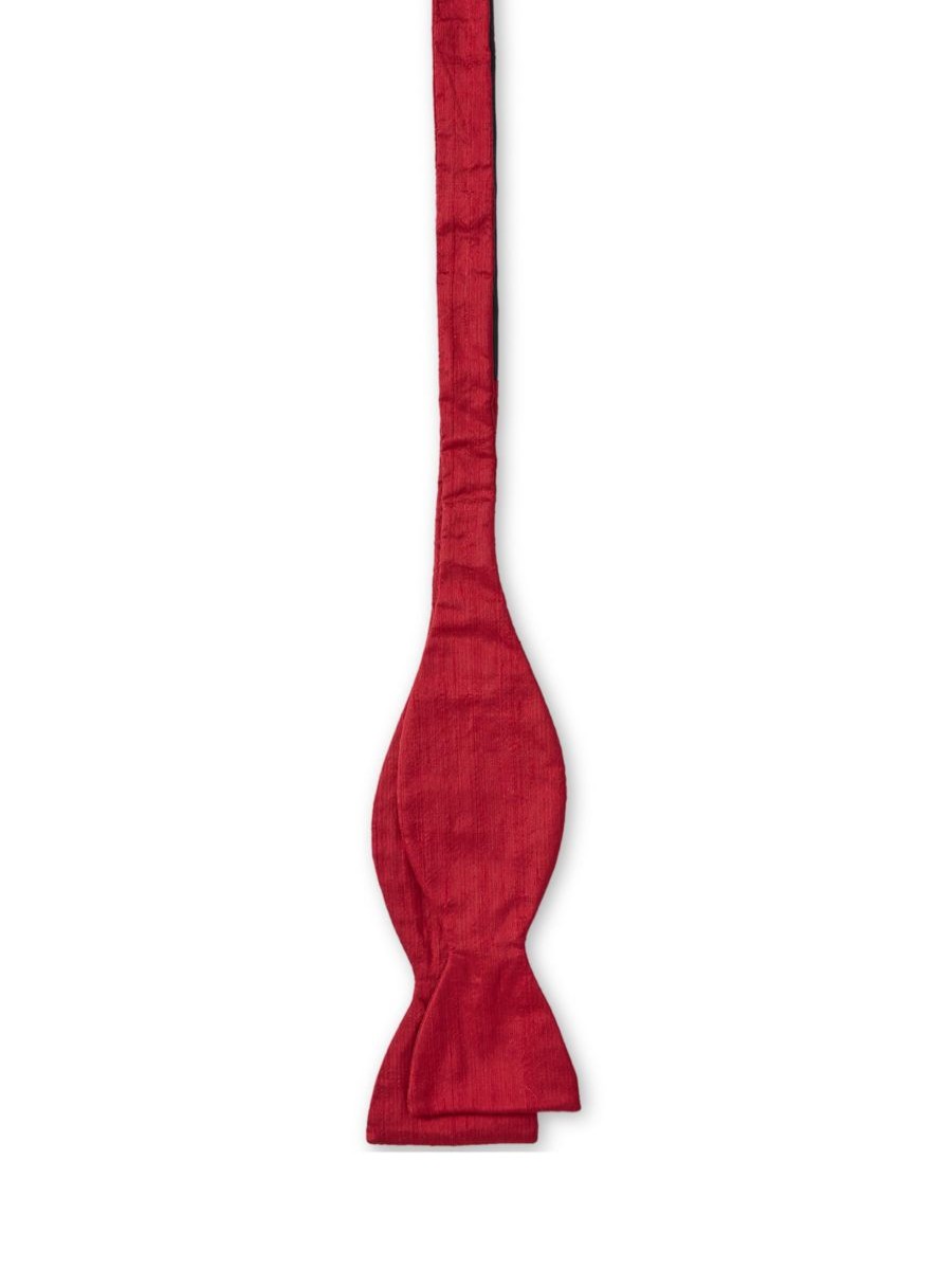 Menswear Favourbrook Bow Ties & Cummerbunds | Ruby Red Silk Douppion Bow Tie