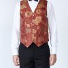 Menswear Favourbrook Waistcoats | Red Winnington Silk Single Breasted 6 Button Waistcoat