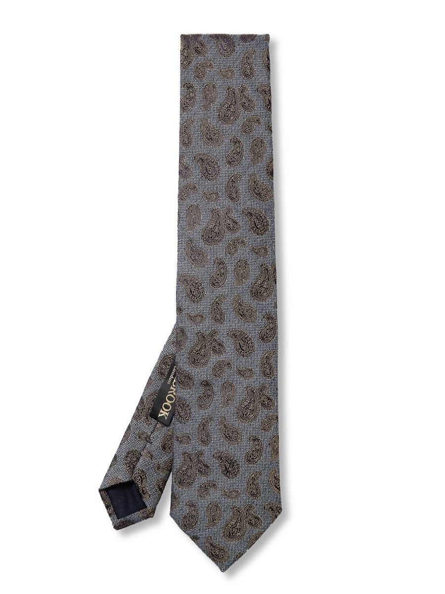 Menswear Favourbrook Ties | Slate Grey Durlston Paisley Silk/Wool Tie