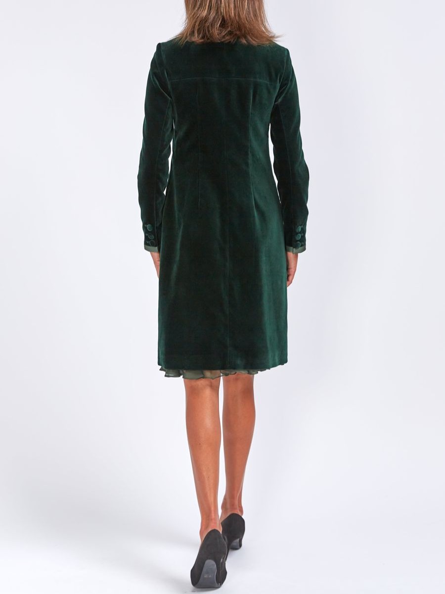 Womenswear Favourbrook Jackets & Coats | St James Coat Racing Green Plain Cotton Velvet