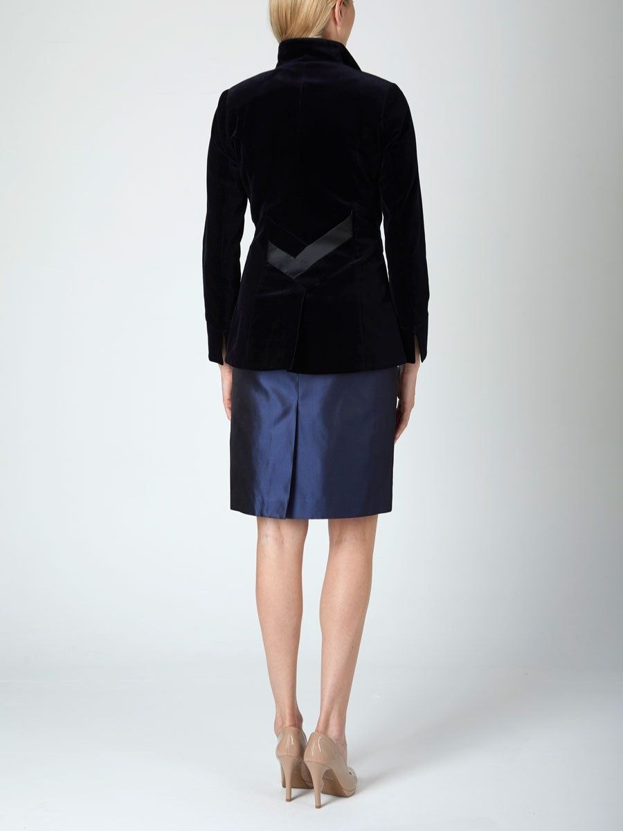 Womenswear Favourbrook Jackets & Coats | Victoriana Jacket Navy Plain Cotton Velvet