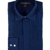 Menswear Favourbrook Shirts | Indigo Rockwell Linen Pintuck Dress Shirt